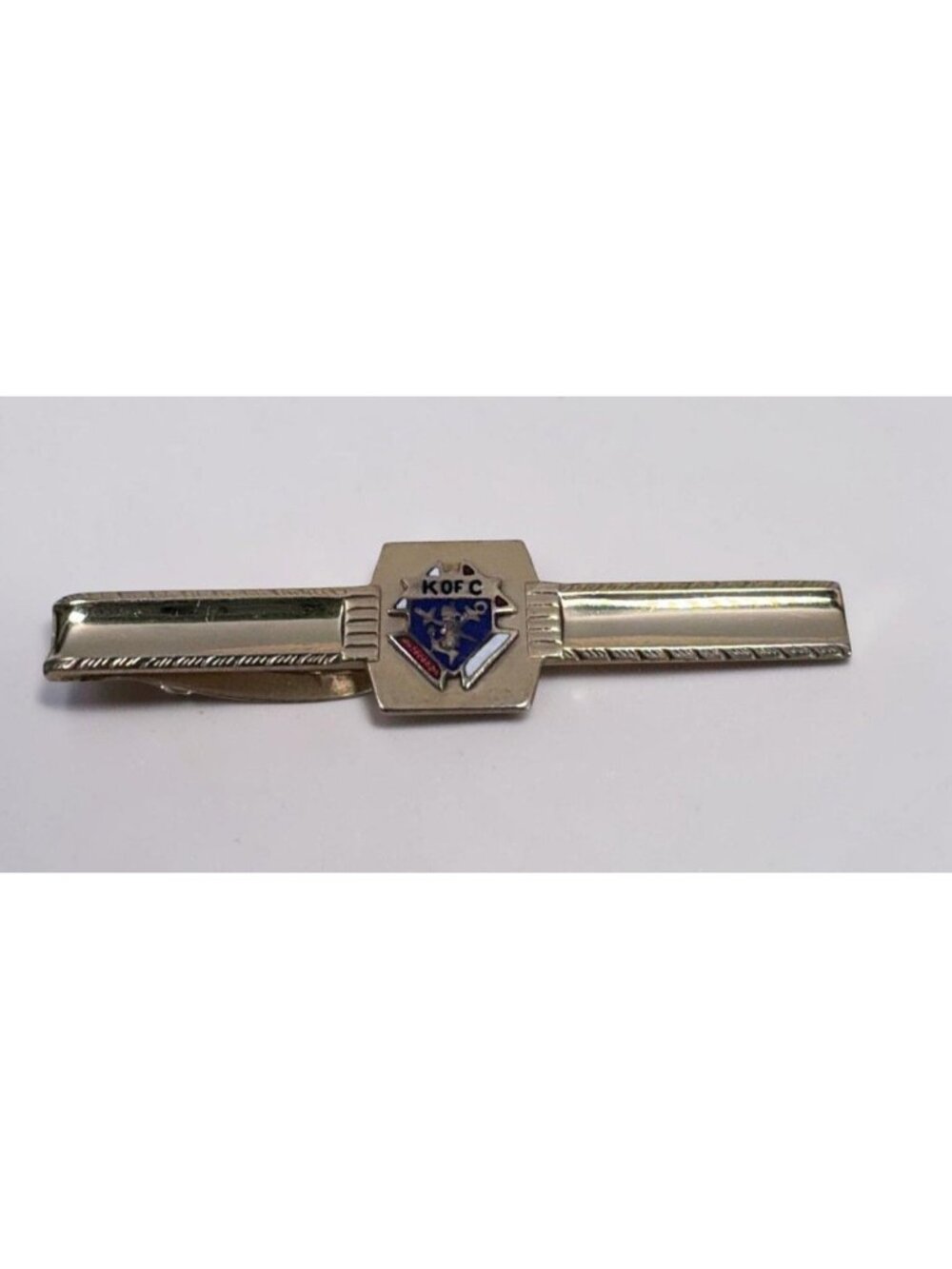 Knights of Columbus Tie Bar Clip Hickok Gold Tone Vintage 1960s Enamel KOC